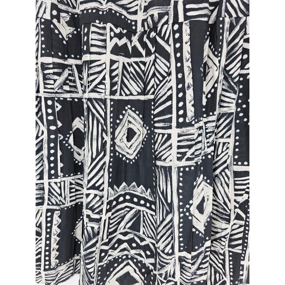 Womens Vintage Black White Gematric Pattern 100% Rayon Midi Length Skirt Size 14 - Picture 2 of 4